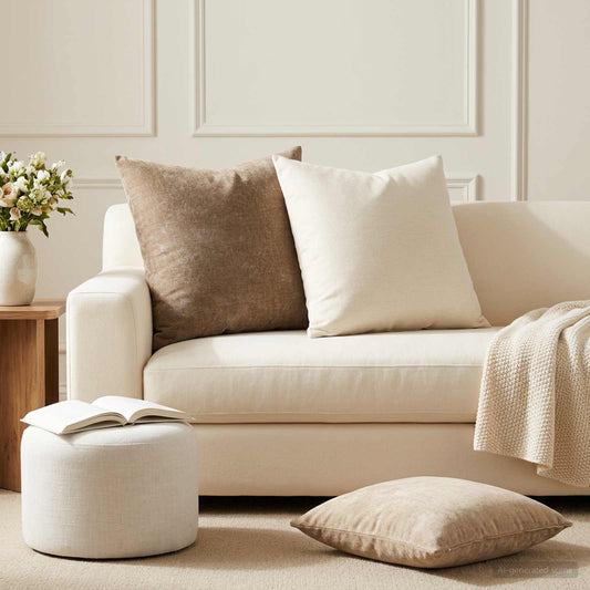 Cushion Cover 6 pcs HEERLEN Taupe 60 x 60 cm Chenille Fabric