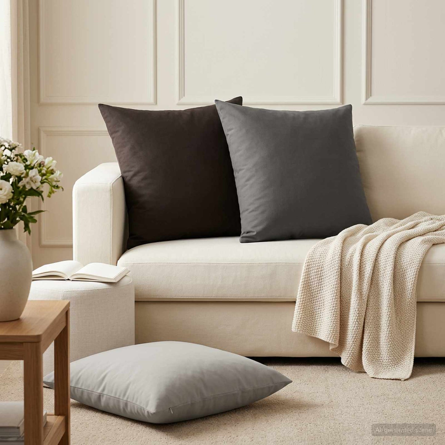Cushion Cover 2 pcs HEERLEN Grey 60 x 60 cm Polyester