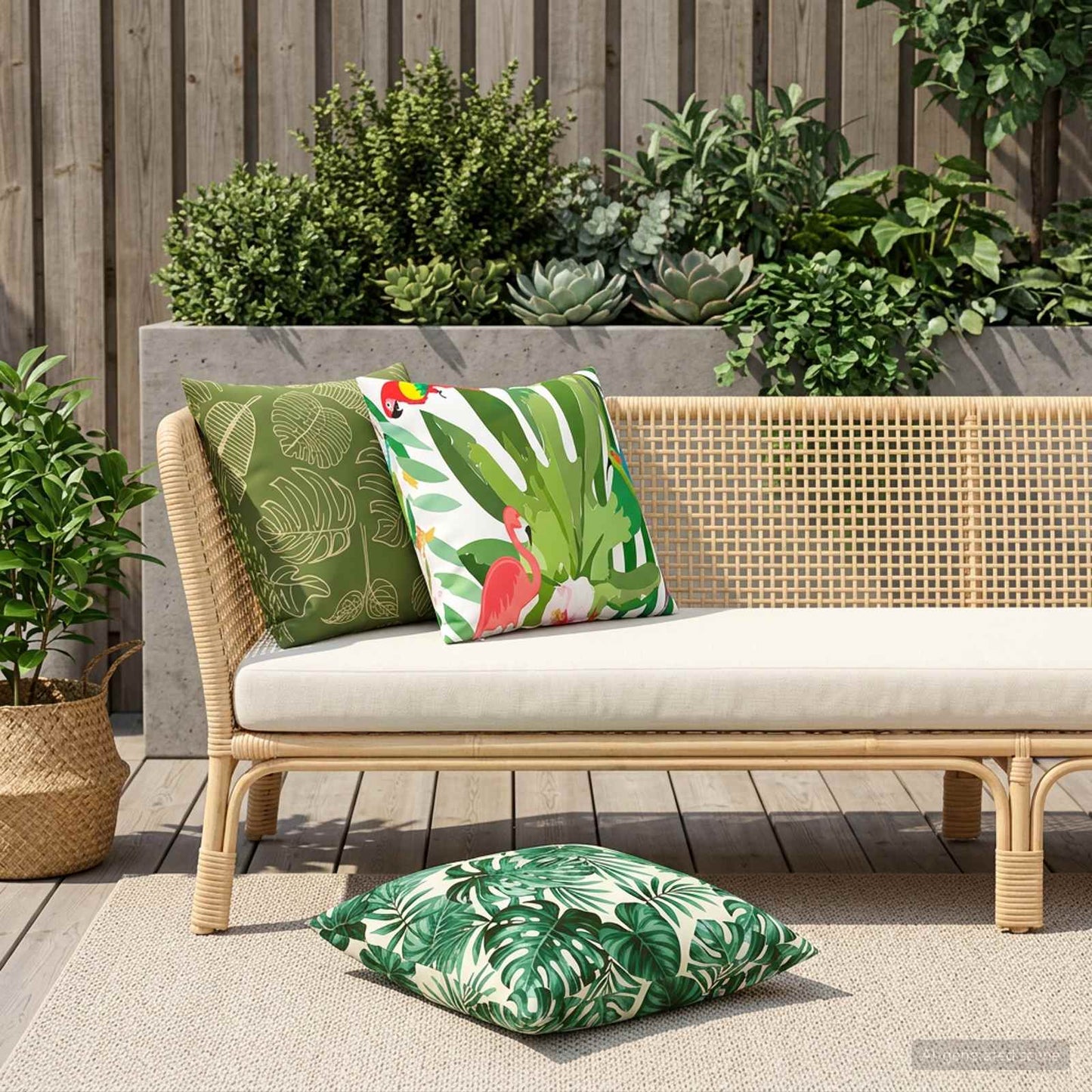 Cushion Cover 6 pcs HEERLEN Leaf Pattern 60 x 60 cm Polyester