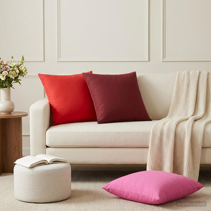 Cushion Cover 6 pcs HEERLEN Wine Red 60 x 60 cm Polyester
