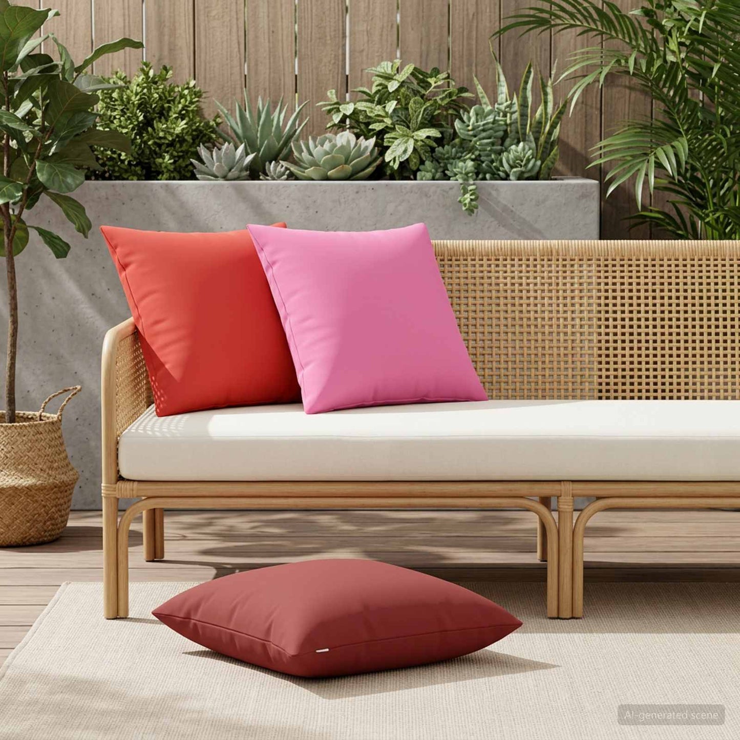 Cushion Cover 2 pcs HEERLEN Wine Red 60 x 60 cm Polyester