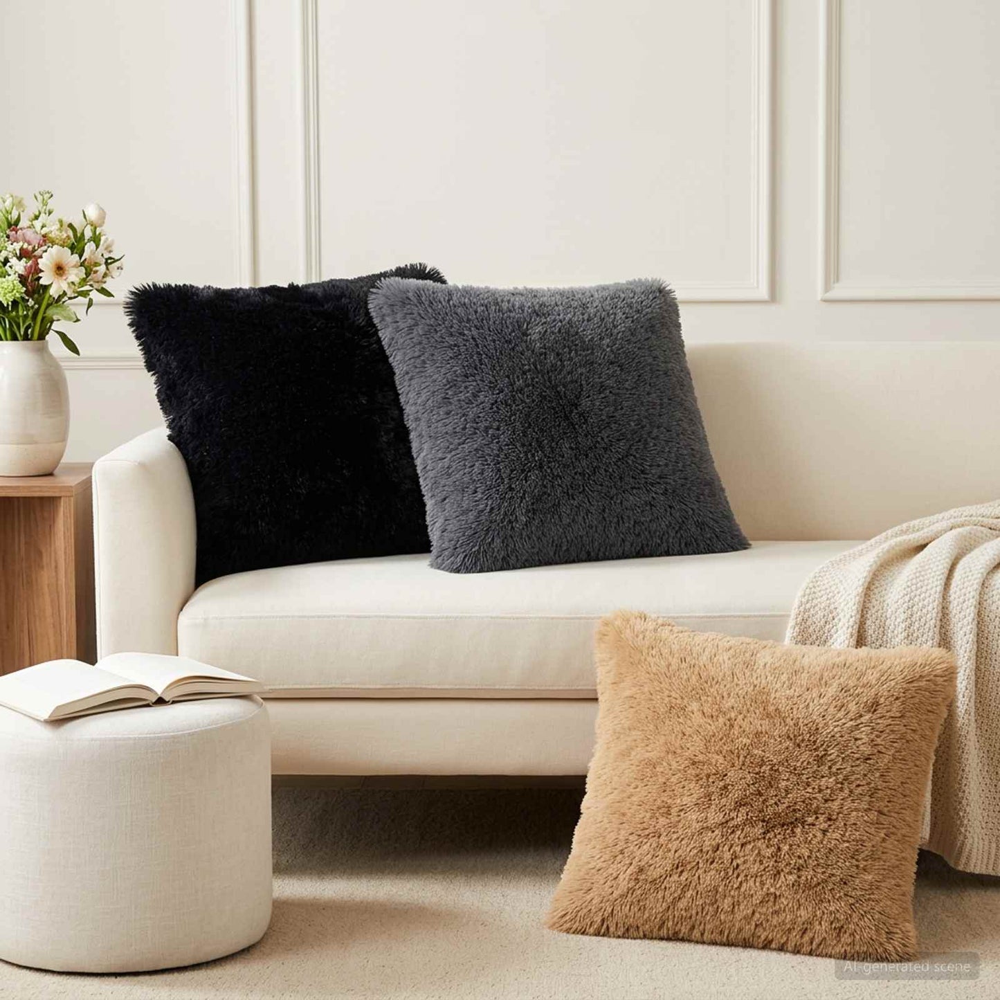 Cushion Cover 6 pcs HEERLEN Anthracite 60 x 60 cm PV Fleece
