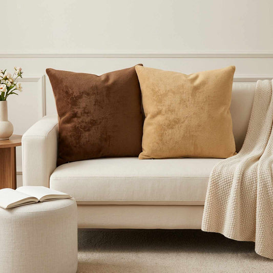 Cushion Cover 2 pcs HEERLEN Light Brown 60 x 60 cm Flannel