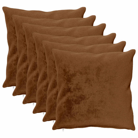 Cushion Cover 6 pcs HEERLEN Light Brown 55 x 55 cm Flannel