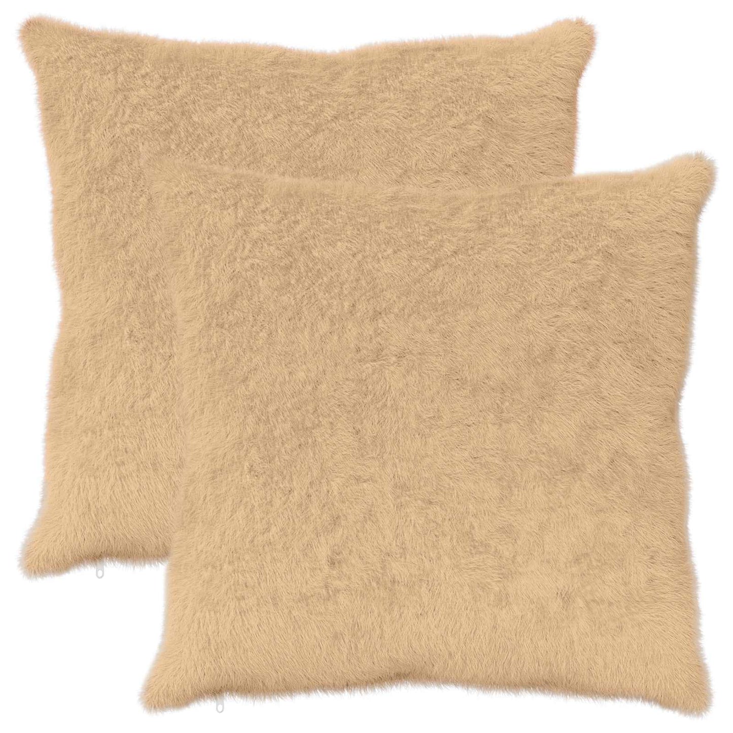 Cushion Cover 2 pcs HEERLEN Cream 55 x 55 cm Faux Rabbit Fur