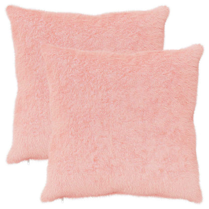 Cushion Cover 2 pcs HEERLEN Pink 55 x 55 cm Faux Rabbit Fur