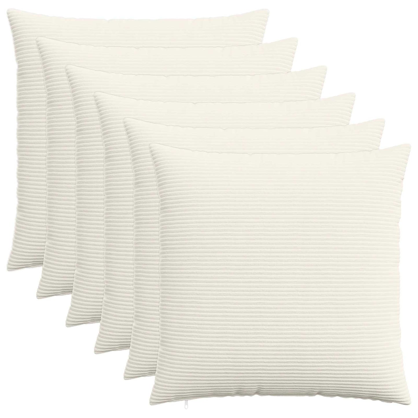 Cushion Cover 6 pcs HEERLEN Cream 60 x 60 cm Corduroy