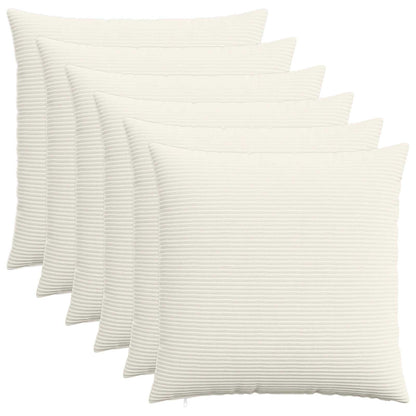 Cushion Cover 6 pcs HEERLEN Cream 60 x 60 cm Corduroy