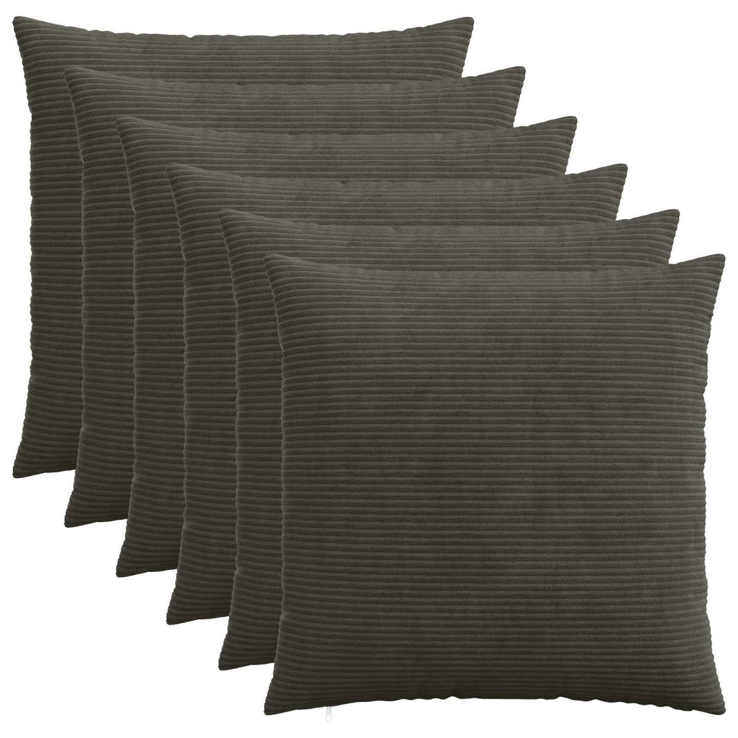 Cushion Cover 6 pcs HEERLEN Anthracite 60 x 60 cm Corduroy