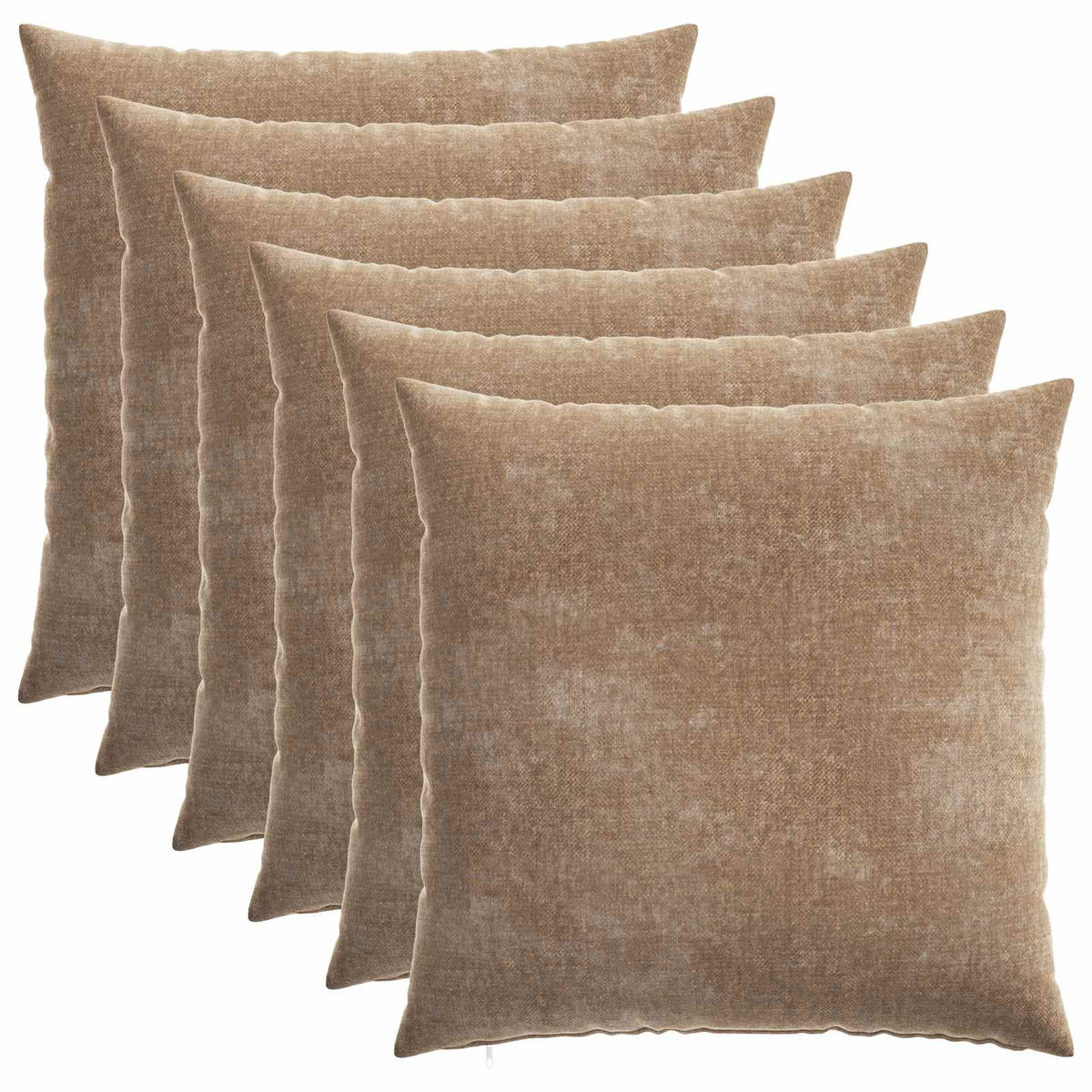 Cushion Cover 6 pcs HEERLEN Brown 60 x 60 cm Chenille Fabric