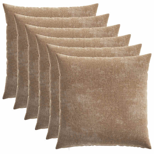 Cushion Cover 6 pcs HEERLEN Brown 60 x 60 cm Chenille Fabric