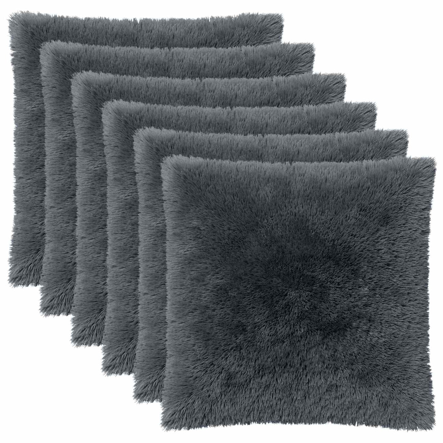 Cushion Cover 6 pcs HEERLEN Anthracite 60 x 60 cm PV Fleece