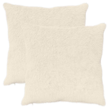 Cushion Cover 2 pcs HEERLEN White 60 x 60 cm Faux Rabbit Fur