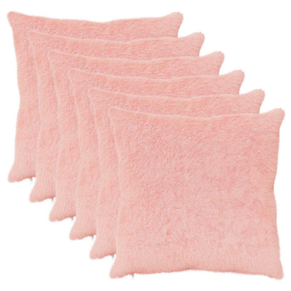 Cushion Cover 6 pcs HEERLEN Pink 60 x 60 cm Faux Rabbit Fur