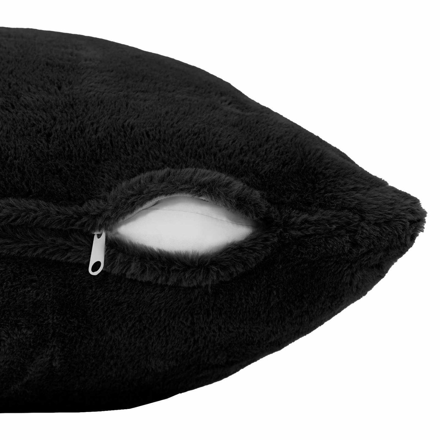 Cushion Cover 2 pcs HEERLEN Black 60 x 60 cm Faux Rabbit Fur