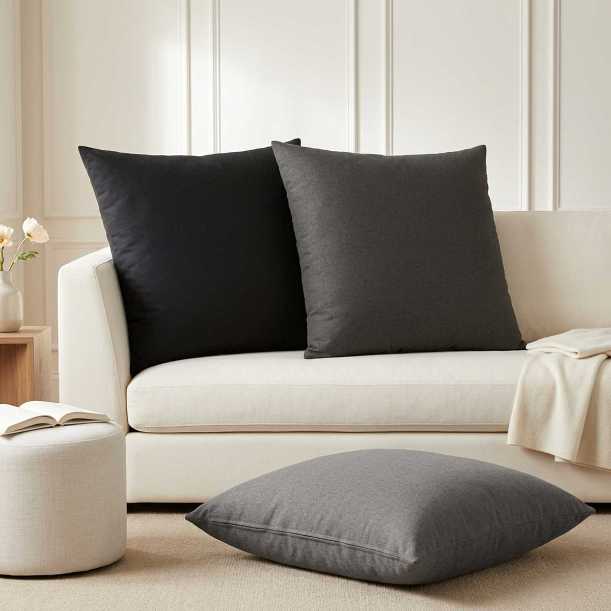 Cushion Cover 2 pcs HEERLEN Dark Grey 70 x 70 cm Fabric