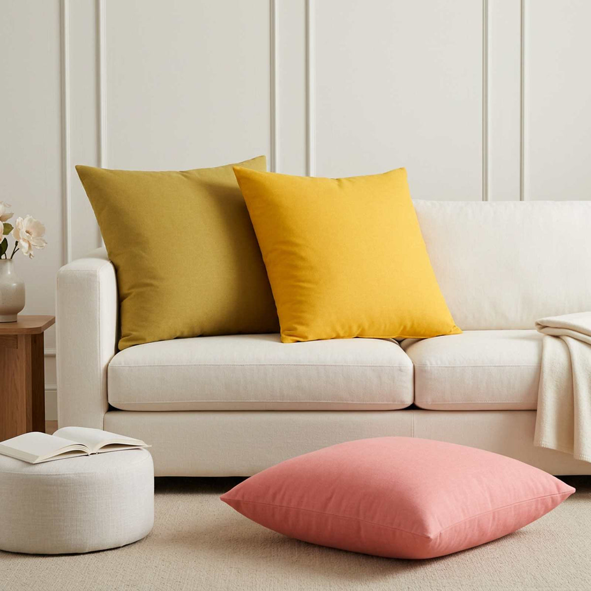 Cushion Cover 6 pcs HEERLEN Light Yellow 80 x 80 cm Fabric