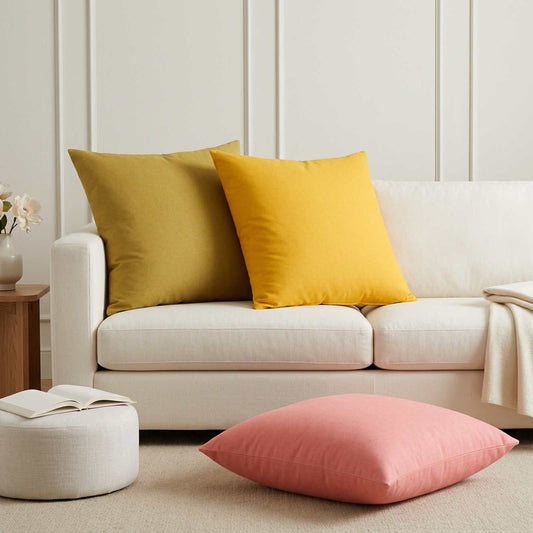Cushion Cover 6 pcs HEERLEN Light Yellow 80 x 80 cm Fabric