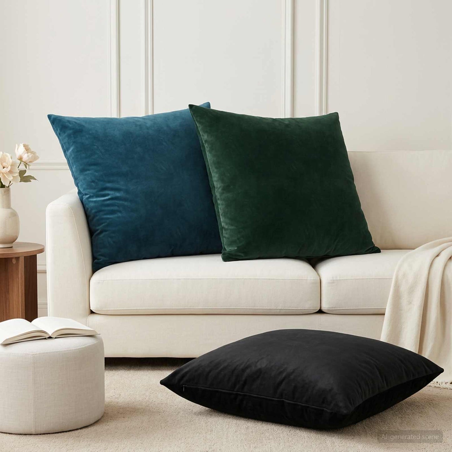Cushion Cover 2 pcs HEERLEN Black 65 x 65 cm Velvet