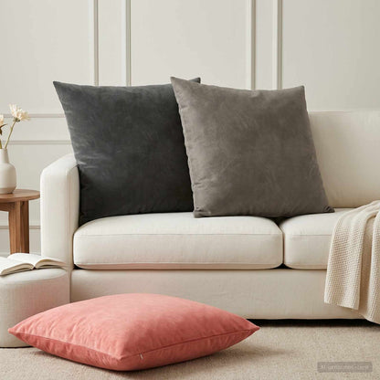 Cushion Cover 2 pcs HEERLEN Dark Grey 65 x 65 cm Velvet