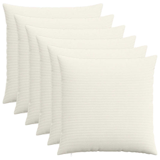 Cushion Cover 6 pcs HEERLEN Cream 65 x 65 cm Corduroy