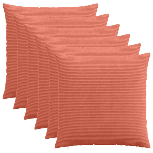Cushion Cover 6 pcs HEERLEN Red Orange 65 x 65 cm Corduroy