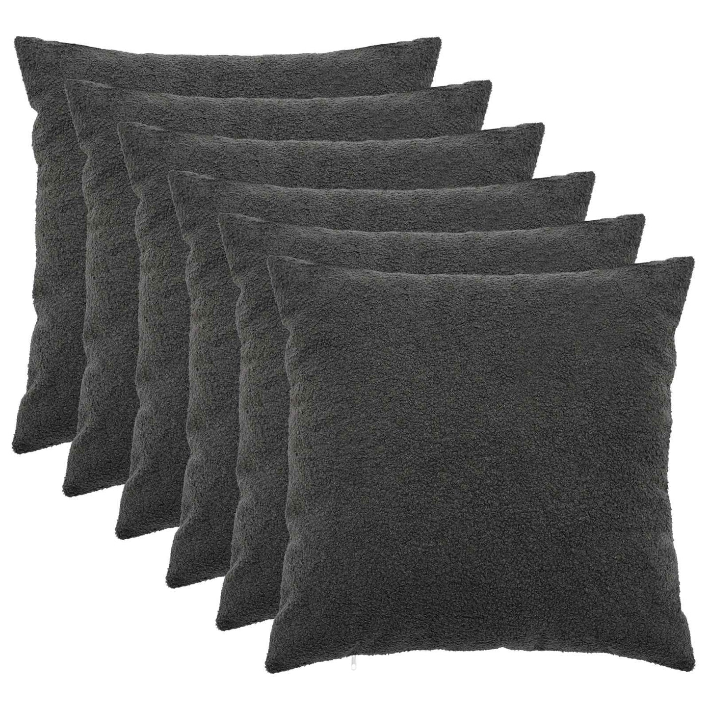 Cushion Cover 6 pcs HEERLEN Dark Grey 65 x 65 cm Bouclé