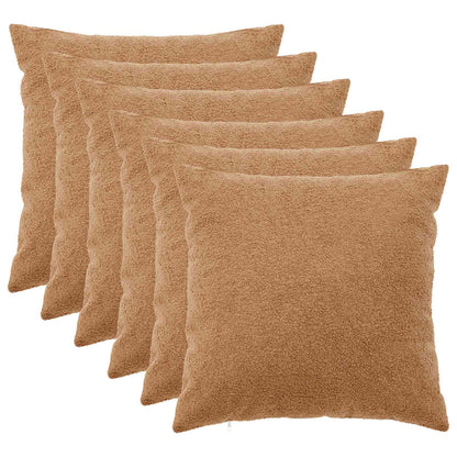 Cushion Cover 6 pcs HEERLEN Beige 65 x 65 cm Bouclé