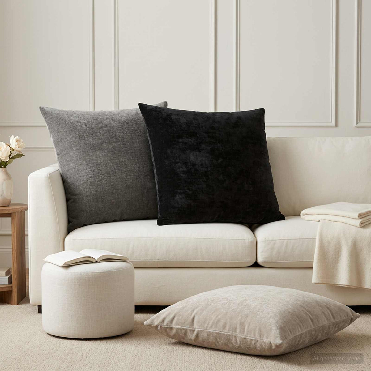 Cushion Cover 2 pcs HEERLEN Light Grey 65 x 65 cm