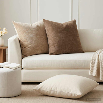 Cushion Cover 2 pcs HEERLEN Brown 65 x 65 cm Chenille Fabric