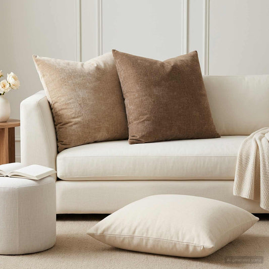 Cushion Cover 6 pcs HEERLEN Taupe 65 x 65 cm Chenille Fabric