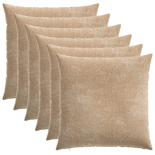 Cushion Cover 6 pcs HEERLEN Taupe 65 x 65 cm Chenille Fabric