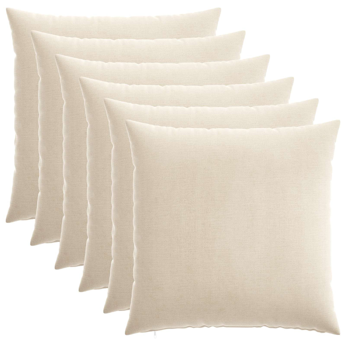 Cushion Cover 6 pcs HEERLEN Cream 65 x 65 cm Chenille Fabric