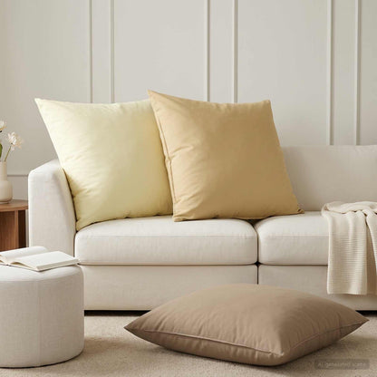 Cushion Cover 2 pcs HEERLEN Beige 65 x 65 cm Polyester