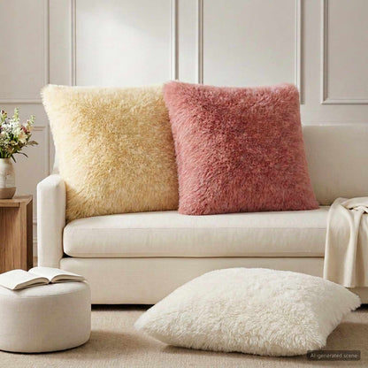 Cushion Cover 2 pcs HEERLEN Cream 80 x 80 cm PV Fleece