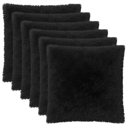 Cushion Cover 6 pcs HEERLEN Black 65 x 65 cm PV Fleece