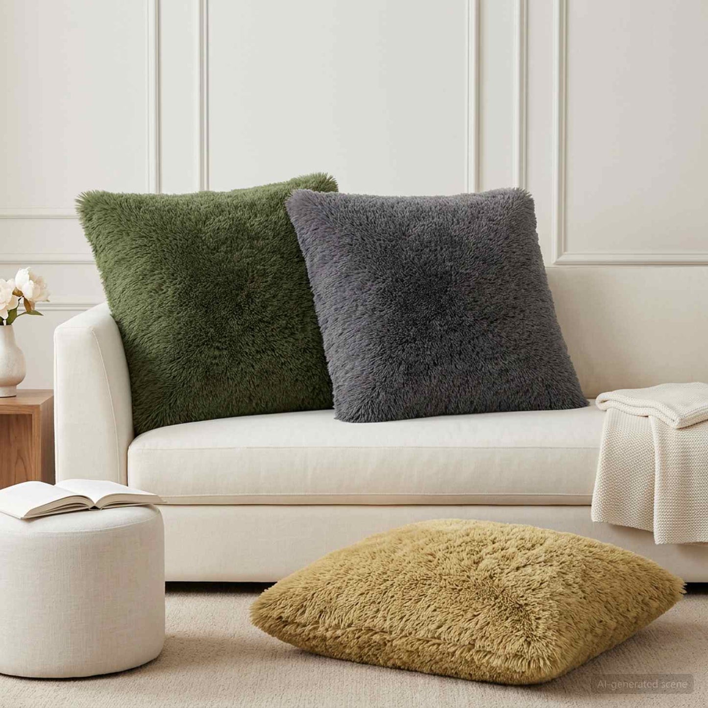 Cushion Cover 6 pcs HEERLEN Green 65 x 65 cm PV Fleece