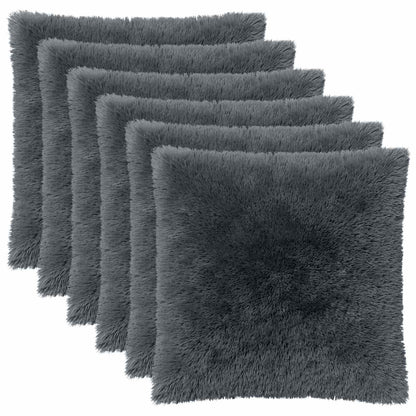 Cushion Cover 6 pcs HEERLEN Anthracite 65 x 65 cm PV Fleece