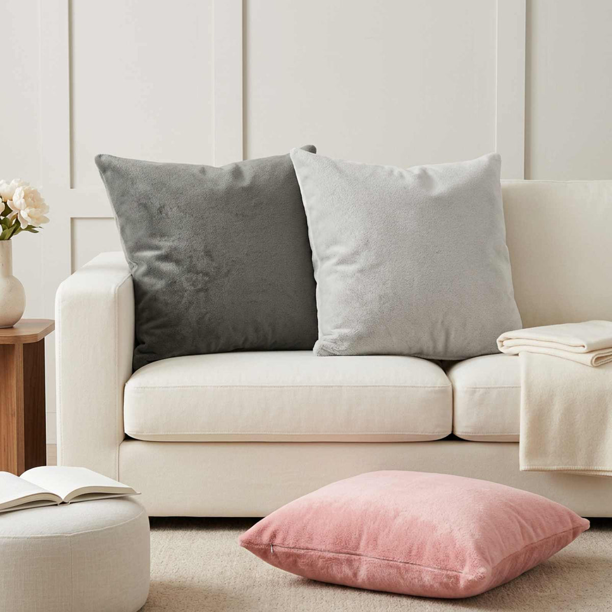 Cushion Cover 2 pcs HEERLEN Pink 65 x 65 cm Flannel