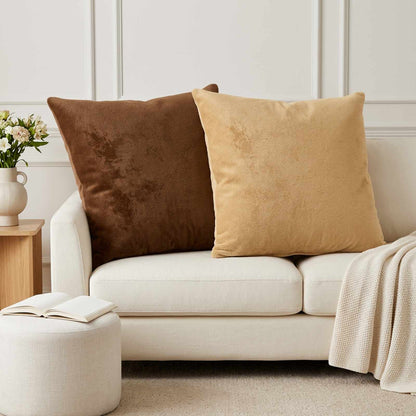 Cushion Cover 2 pcs HEERLEN Light Brown 65 x 65 cm Flannel