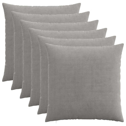 Cushion Cover 6 pcs HEERLEN Light Grey 70 x 70 cm Corduroy