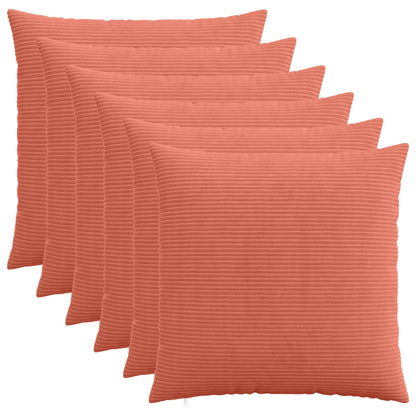 Cushion Cover 6 pcs HEERLEN Red Orange 70 x 70 cm Corduroy
