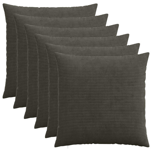 Cushion Cover 6 pcs HEERLEN Anthracite 70 x 70 cm Corduroy