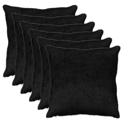 Cushion Cover 6 pcs HEERLEN Black 70 x 70 cm Faux Rabbit Fur