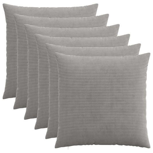 Cushion Cover 6 pcs HEERLEN Light Grey 80 x 80 cm Corduroy