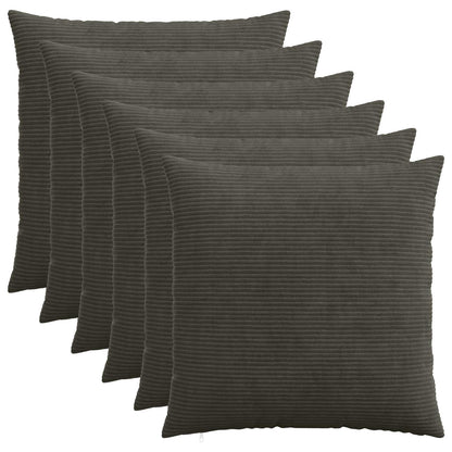 Cushion Cover 6 pcs HEERLEN Anthracite 80 x 80 cm Corduroy