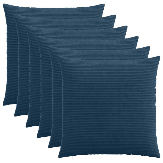 Cushion Cover 6 pcs HEERLEN Navy Blue 80 x 80 cm Corduroy