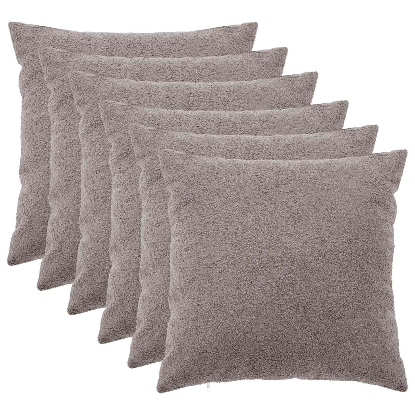 Cushion Cover 6 pcs HEERLEN Light Grey 80 x 80 cm Bouclé