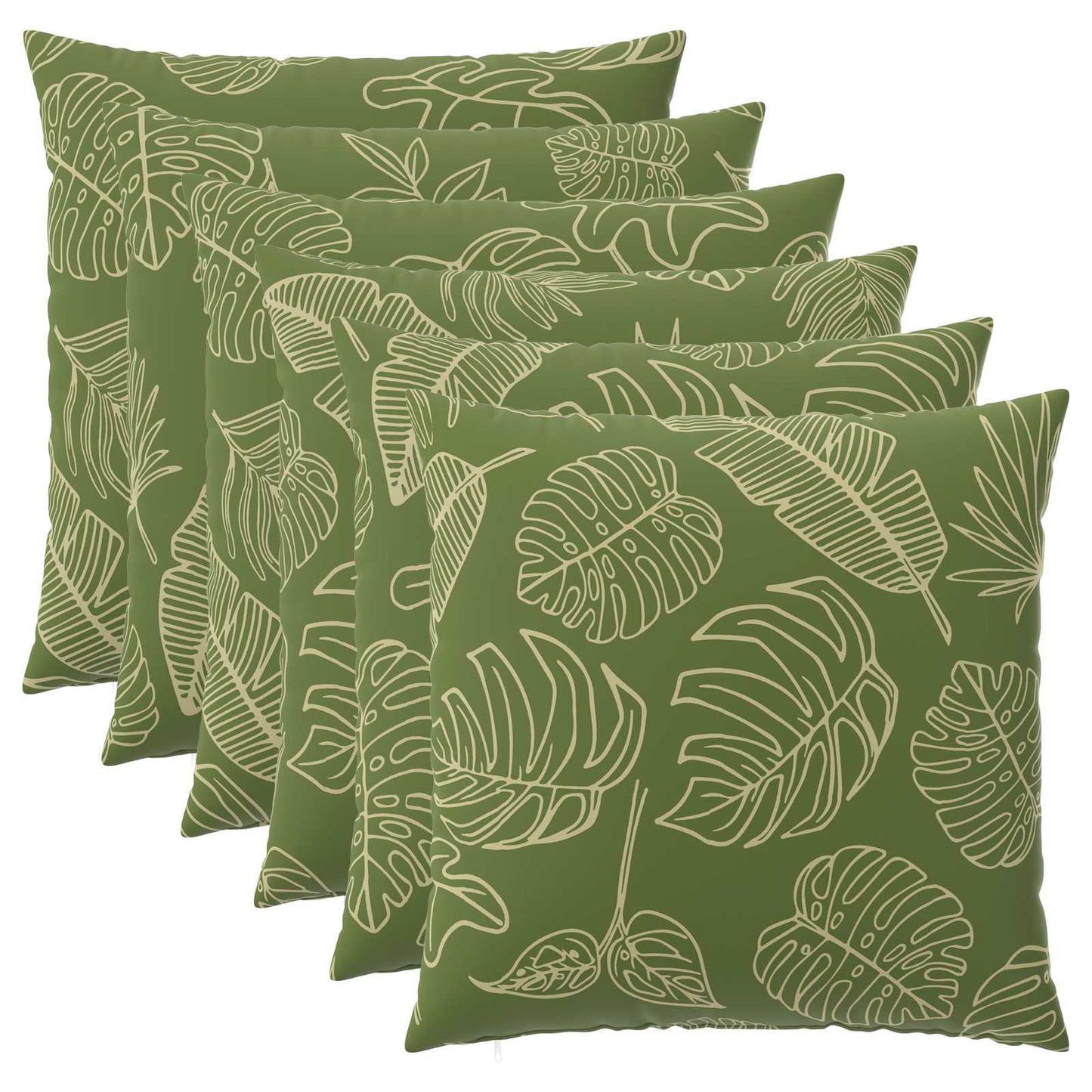 Cushion Cover 6 pcs HEERLEN Leaf Design 80 x 80 cm Polyester
