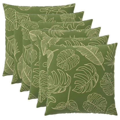 Cushion Cover 6 pcs HEERLEN Leaf Design 80 x 80 cm Polyester